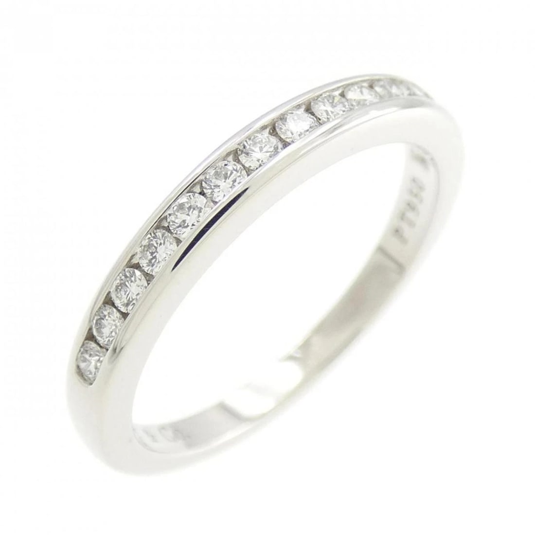 TIFFANY & CO. HALF CIRCLE CHANNEL SETTING RING: Tiffany & Co. Half Circle Channel Setting Ring Brand: Tiffany & Co. Type/Style: Ring Material: Metal Purity Pt950, Metal Platinum, Main Stone/Creation Natural Color: Platinum Size: US 3.5-4 Acces