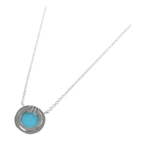 TIFFANY & CO. T TWO CIRCLE TURQUOISE K18WG NECKLACE: Tiffany & Co. T Two Circle Turquoise K18WG Necklace Brand: Tiffany & Co. Type/Style: Necklace Material: Metal Purity K18, Metal White Gold, Main Stone/Creation Natural Color: White Gold Size: Actu