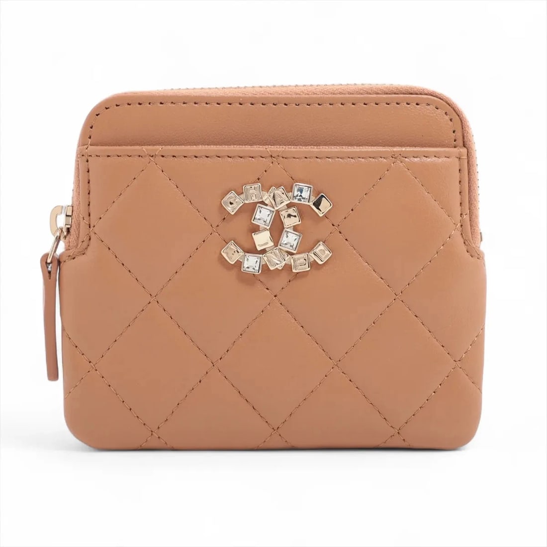 CHANEL MATELASSE LAMBSKIN COIN PURSE CAMEL GOLD (1 of 2)