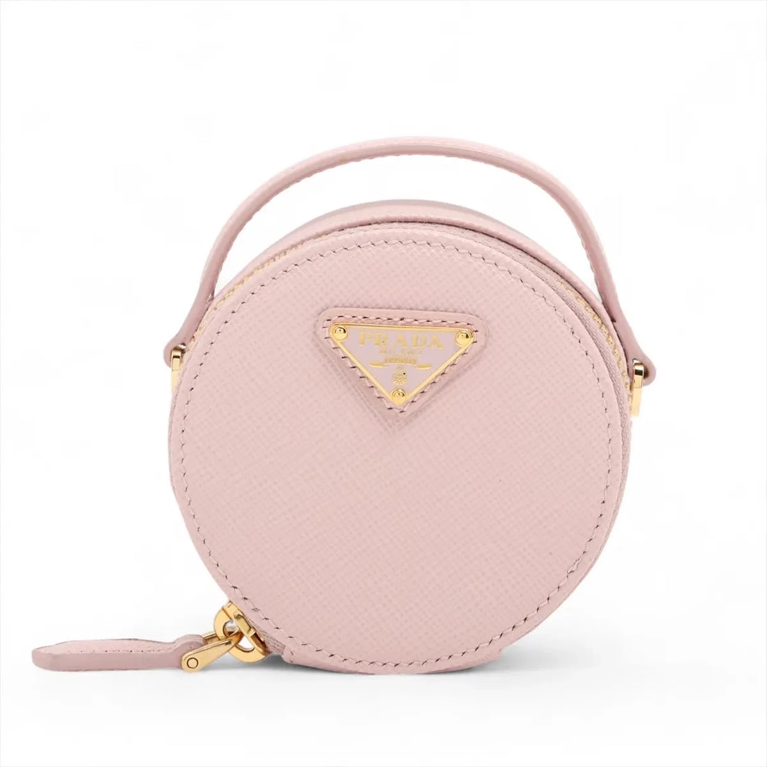 PRADA SAFFIANO TRIANGLE LEATHER POUCH PINK (1 of 4)