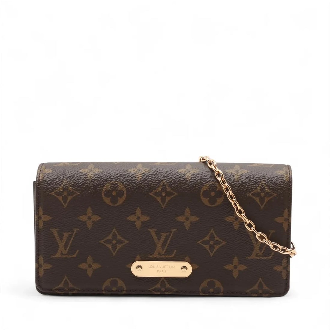 LOUIS VUITTON MONOGRAM WALLET ON CHAIN LILY BROWN: Louis Vuitton Monogram wallet on chain Lily Brown Brand: Louis Vuitton Type: Shoulder bag Material: None Color: Brown Size: Height:4.1inch Length:8.3inch Depth:2.2inch Shoulder height:19.5inch