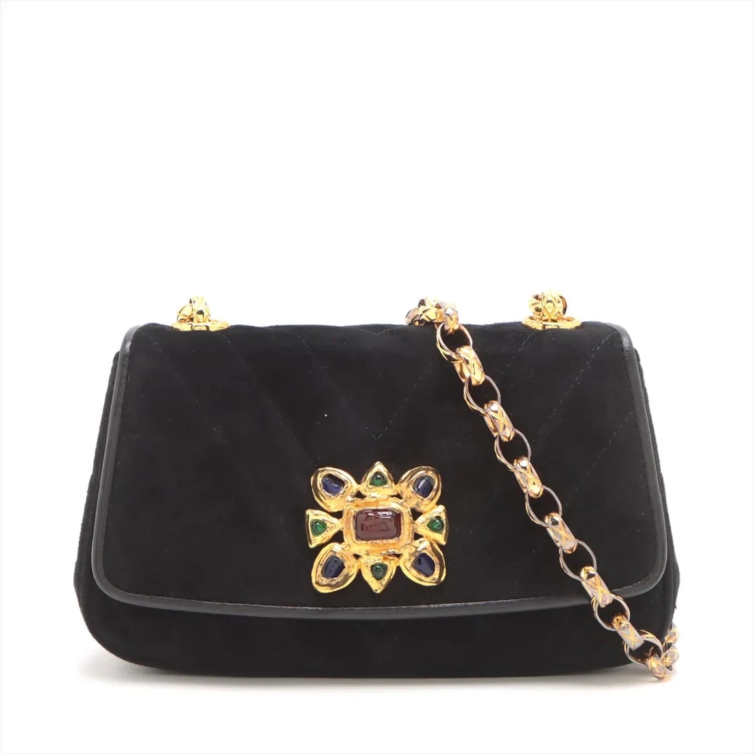 CHANEL V STITCH SUEDE CHAIN SHOULDER BAG (1 of 6)