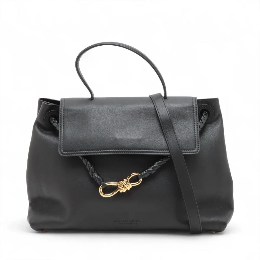 BOTTEGA VENETA CIAO CIAO MEDIUM LEATHER 2 WAY HANDBAG: Bottega Veneta Ciao Ciao Medium Leather 2 Way Handbag Brand: Bottega Veneta Type: Hand bag Material: Leather Color: Black Size: Height:10.2inch Length:13.4inch Depth:5.7inch Handle