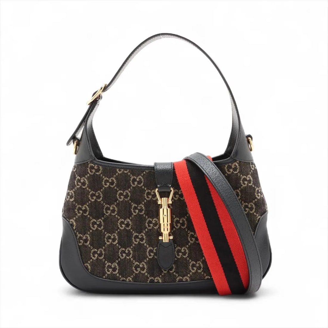 GUCCI GG DENIM JACKIE DENIM X LEATHER 2 WAY SHOULDER BAG (1 of 7)