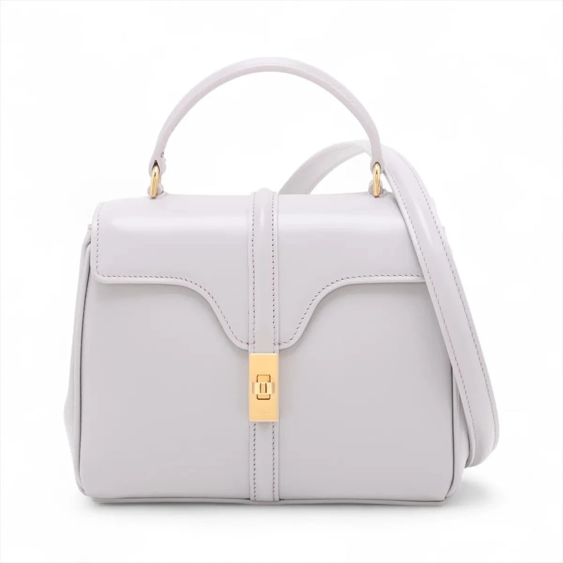 CELINE 16 SAZE MINI LEATHER 2 WAY HANDBAG: Celine 16 Saze Mini Leather 2 Way Handbag Brand: Celine Type: Hand bag Material: Leather Color: Purple Size: Height:5.9inch Length:6.9inch Depth:3.5inch Handle height:2.2inch Shoulder