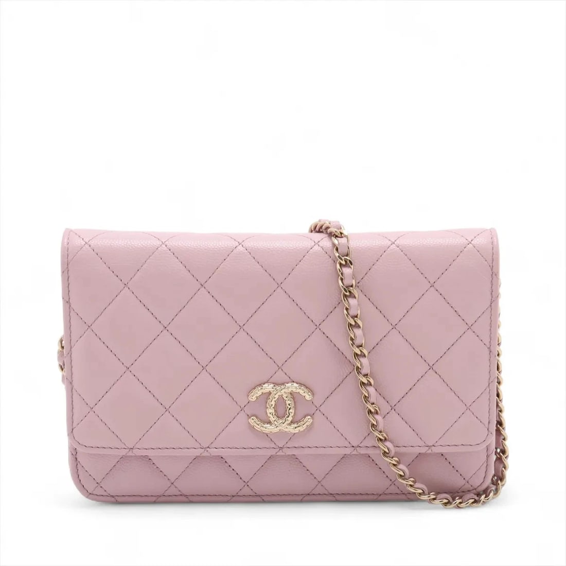 CHANEL MATELASSE CAVIAR SKIN CHAIN WALLET PINK GOLD (1 of 6)