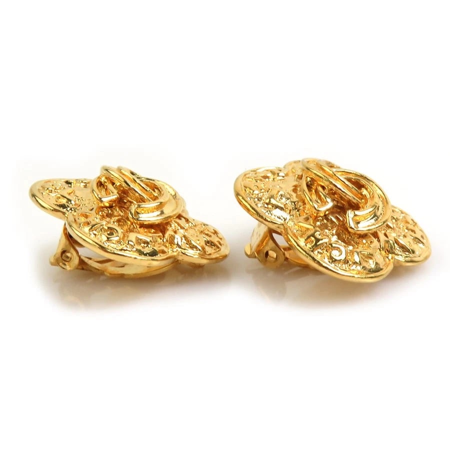 CHANEL COCO MARK METAL GOLD EARRINGS (1 of 4)