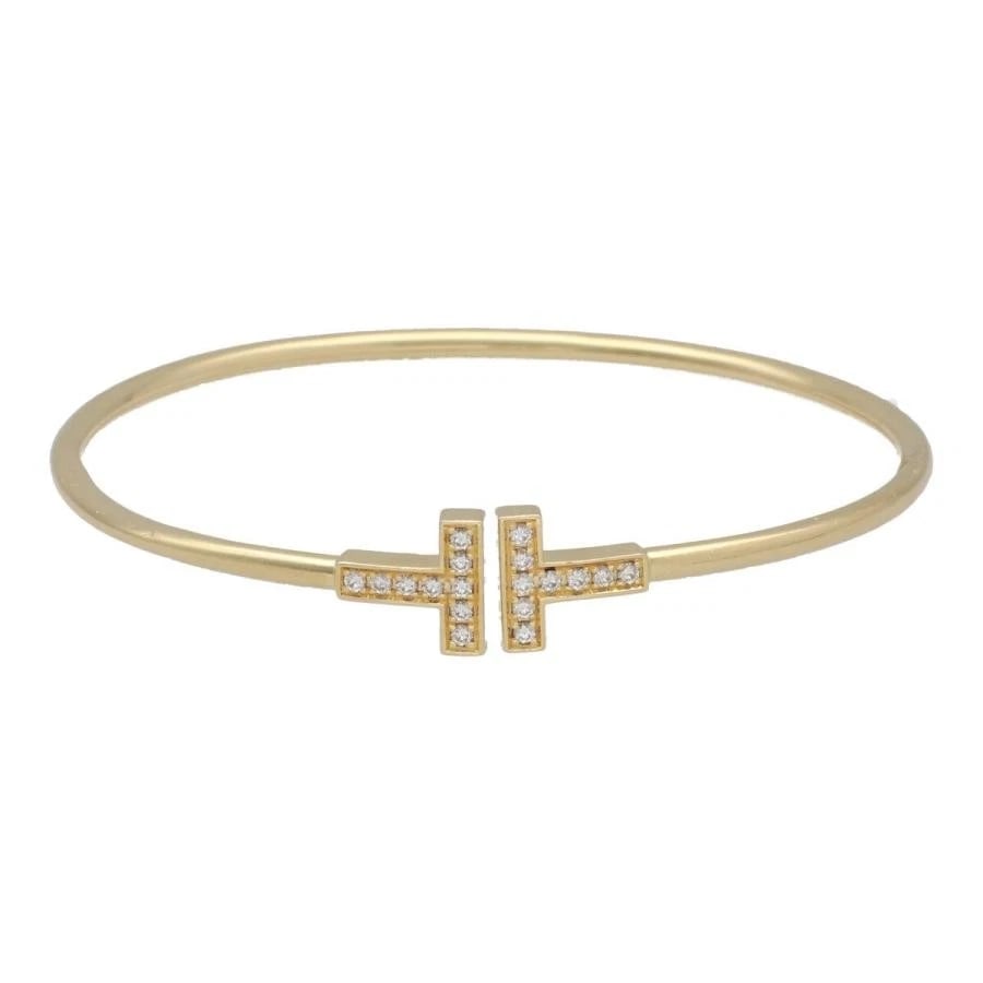 TIFFANY & CO. T WIRE K18YG DIAMOND LADIES BRACELET (1 of 5)