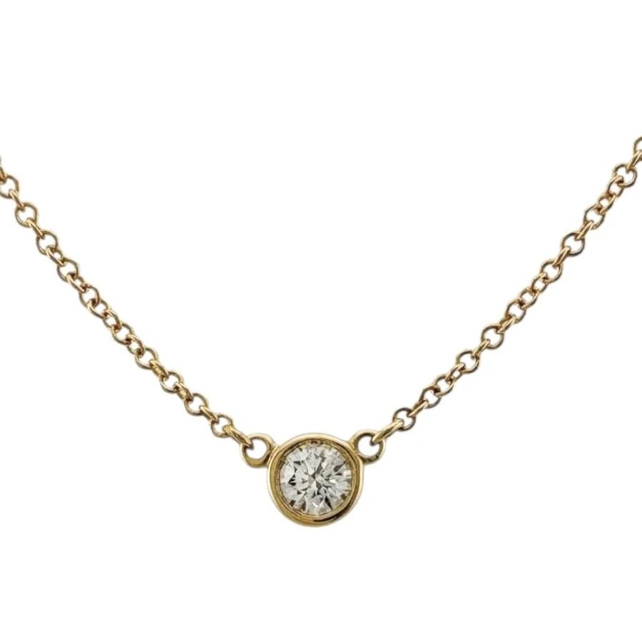 TIFFANY & CO. DIAMOND K18YG NECKLACE: Tiffany & Co. Diamond K18YG Necklace Brand: Tiffany & Co. Type/Style: Necklace Material: Metal Purity K18, Metal Yellow Gold, Main Stone/Creation Natural Color: Yellow Gold Size: Total length: