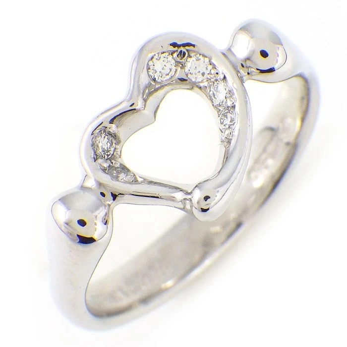 TIFFANY & CO. OPEN HEART DIAMOND PT950 RING: Tiffany & Co. Open Heart Diamond PT950 Ring Brand: Tiffany & Co. Type/Style: Ring Material: Metal Purity Pt950, Metal Platinum, Main Stone/Creation Natural Color: Platinum Size: US 5-5.5 Accessor