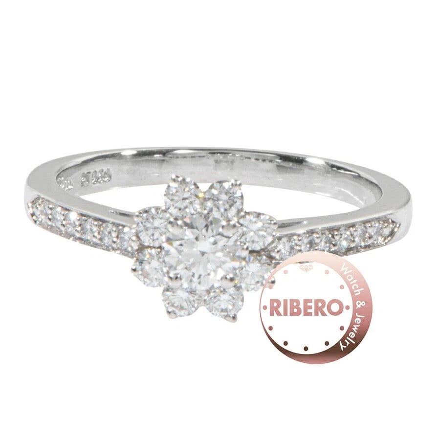 TIFFANY & CO. FLORA DIAMOND SILVER RING: Tiffany & Co. Flora Diamond Silver Ring Brand: Tiffany & Co. Type/Style: Ring Material: Metal Purity Pt950, Metal Platinum, Main Stone/Creation Natural Color: Platinum Size: US 7 Accessories: Non