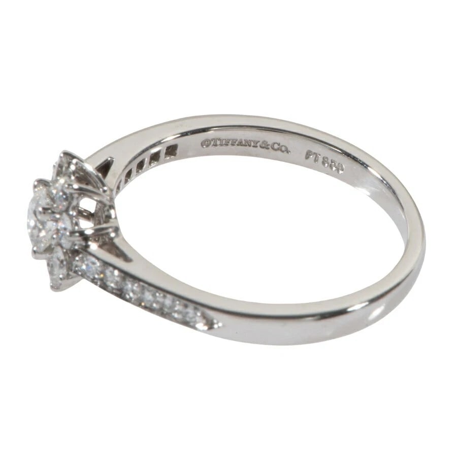TIFFANY & CO. FLORA DIAMOND SILVER RING: Tiffany & Co. Flora Diamond Silver Ring Brand: Tiffany & Co. Type/Style: Ring Material: Metal Purity Pt950, Metal Platinum, Main Stone/Creation Natural Color: Platinum Size: US 7 Accessories: Non