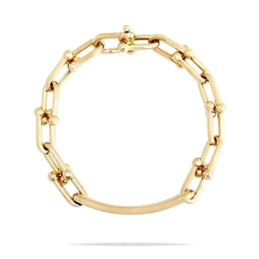 TIFFANY & CO. HARDWEAR K18 YELLOW GOLD BRACELET: Tiffany & Co. Hardwear K18 Yellow Gold Bracelet Brand: Tiffany & Co. Type/Style: Bracelet Material: Metal Purity K18, Metal Yellow Gold, Color: Yellow Gold Size: Bracelet[Size]: 19cm Accessories: