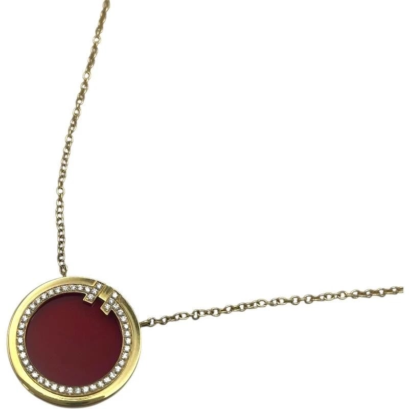 TIFFANY & CO. T CIRCLE DIAMOND CARNELIAN NECKLACE (1 of 7)