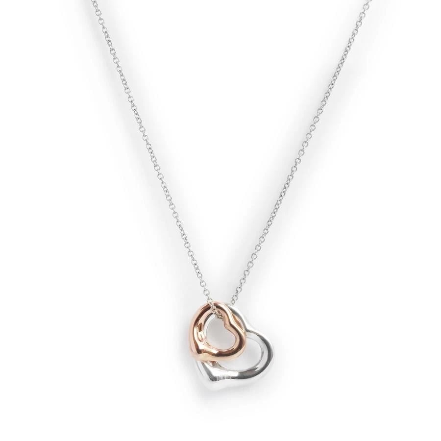 TIFFANY & CO. PERETTI OPEN HEART 925 K18PG NECKLACE: Tiffany & Co. Peretti Open Heart 925 K18PG Necklace Brand: Tiffany & Co. Type/Style: Necklace Material: Metal Purity 925/K18, Metal Silver / Pink Gold, Color: Silver / Pink Gold Size: Chain: Appro