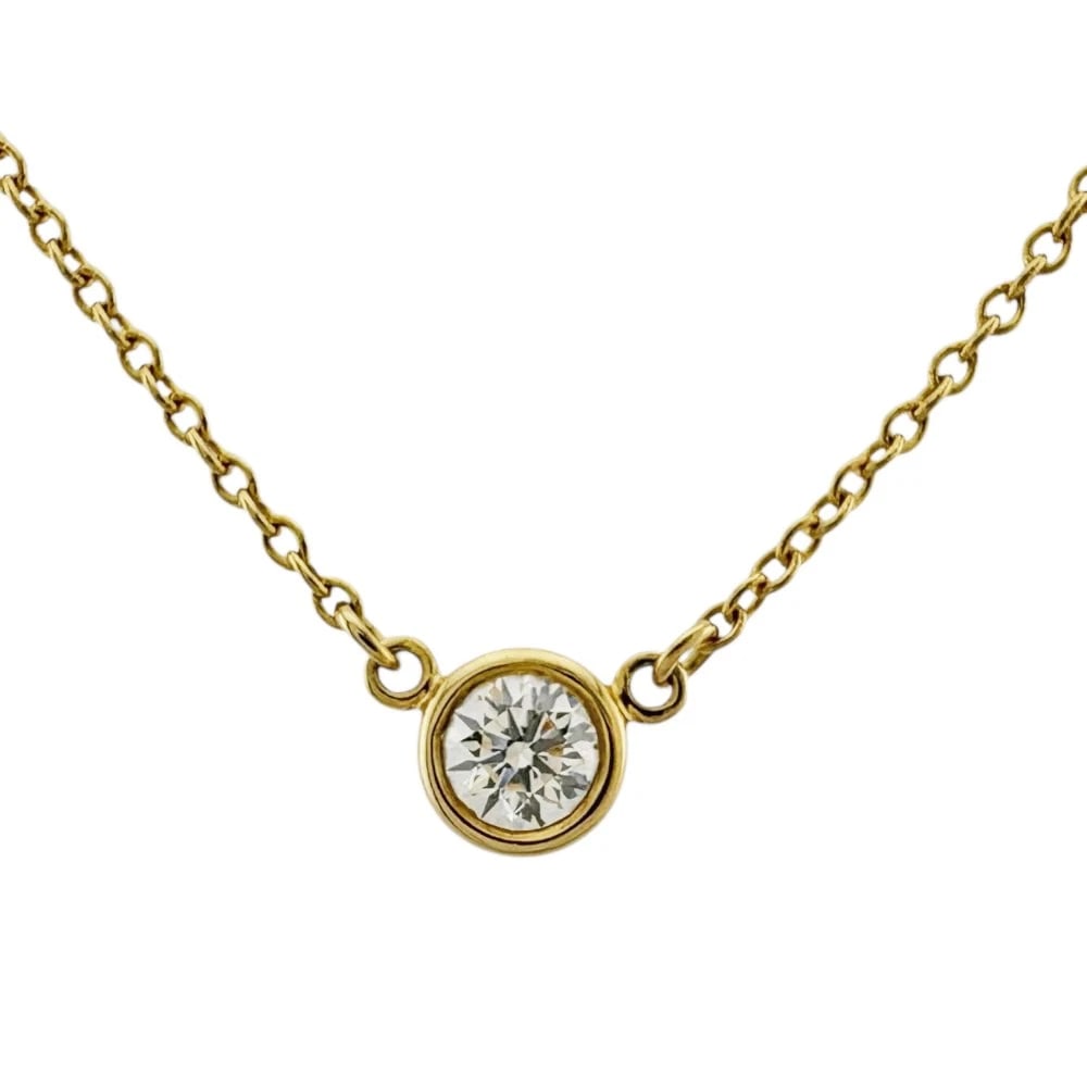 TIFFANY&CO. NECKLACE K18 YELLOW GOLD DIAMOND: TIFFANY&Co. Necklace K18 yellow gold diamond Brand: Tiffany&co. Type/Style: Necklace Material: K18 yellow gold, Main Stone/Creation Natural Color: gold Size: Size(CM) Total Length:40.5cm Chain wid