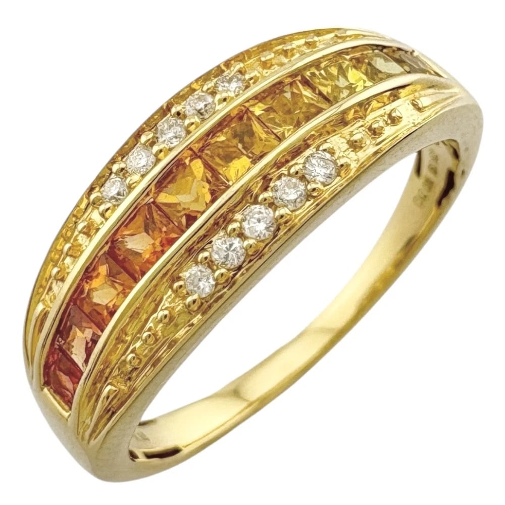 RING K18 YELLOW GOLD SAPPHIRE DIAMOND (1 of 6)
