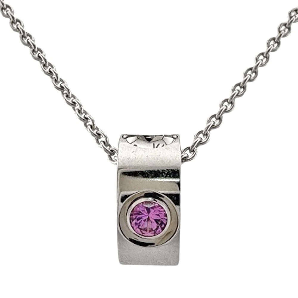 LOUIS VUITTON NECKLACE K18 WHITE GOLD: LOUIS VUITTON Necklace K18 white gold Brand: LOUIS VUITTON Type/Style: Necklace Material: K18 white gold, Main Stone/Creation Pink sapphire Color: Silver Size: Size(CM) Total Length:40cm Chain wid