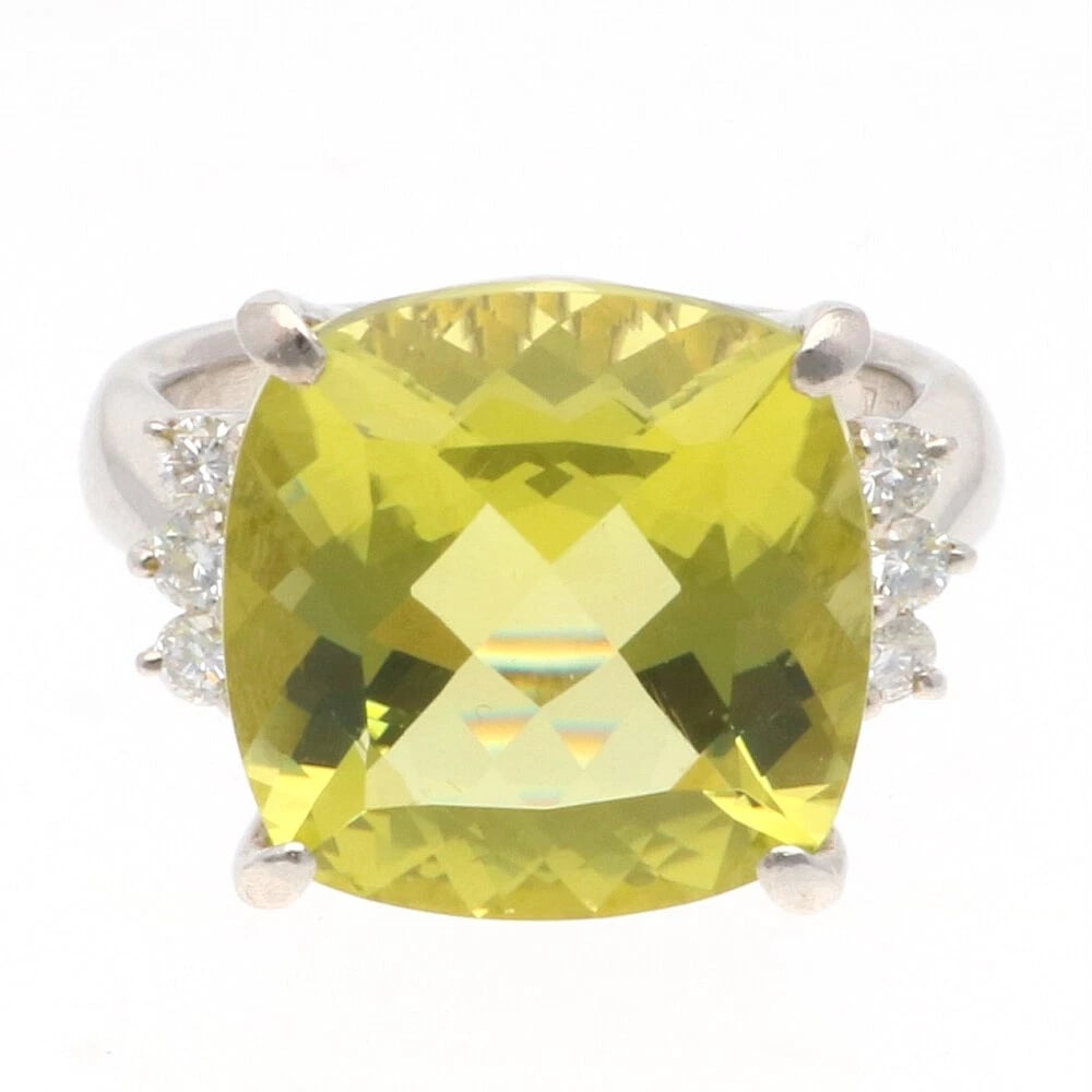 RING PT900PLATINUM QUARTZ DIAMOND (1 of 4)