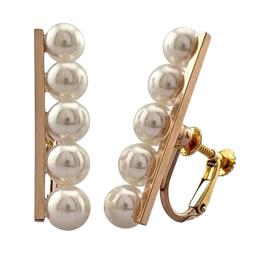 TASAKI EARRING K18PINK K18YELLOW AKOYA PEARL: TASAKI Earring K18Pink K18yellow Akoya pearl Brand: TASAKI Type/Style: Earring Material: K18 Pink Gold, Main Stone/Creation Akoya pearl Color: gold Size: Size(CM) 27.5mm x 7.0mm(*mm) Akoya