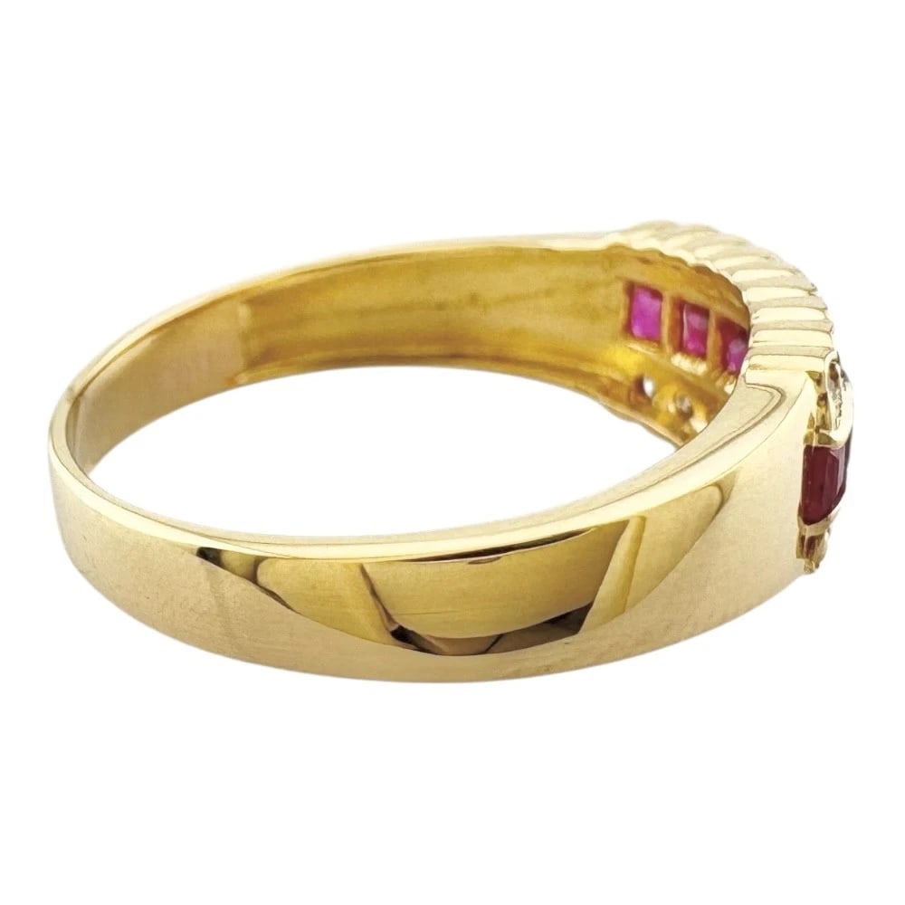 RING K18 YELLOW GOLD RUBY DIAMOND - 4