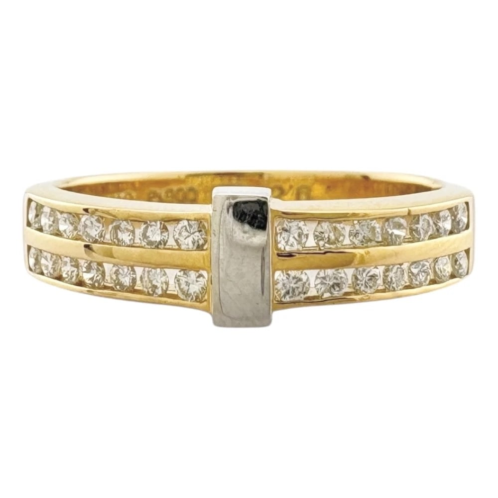 RING K18 YELLOW GOLD PT900PLATINUM DIAMOND: Ring K18 yellow gold Pt900Platinum diamond Brand: Unbranded Type/Style: Ring Material: K18 yellow gold, Main Stone/Creation Natural Color: Silver Size: US 6 3/4 Accessories: None Accessori