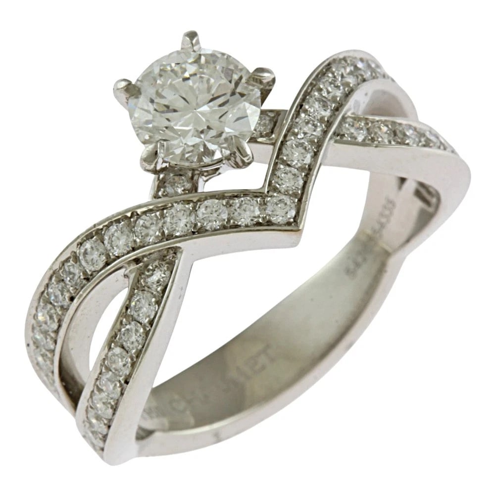 CHAUMET RING PT950PLATINUM DIAMOND: Chaumet Ring Pt950Platinum diamond Brand: Chaumet Type/Style: Ring Material: Pt950Platinum, Main Stone/Creation Natural Color: Silver Size: US 4 Accessories: None Accessories Notice: When