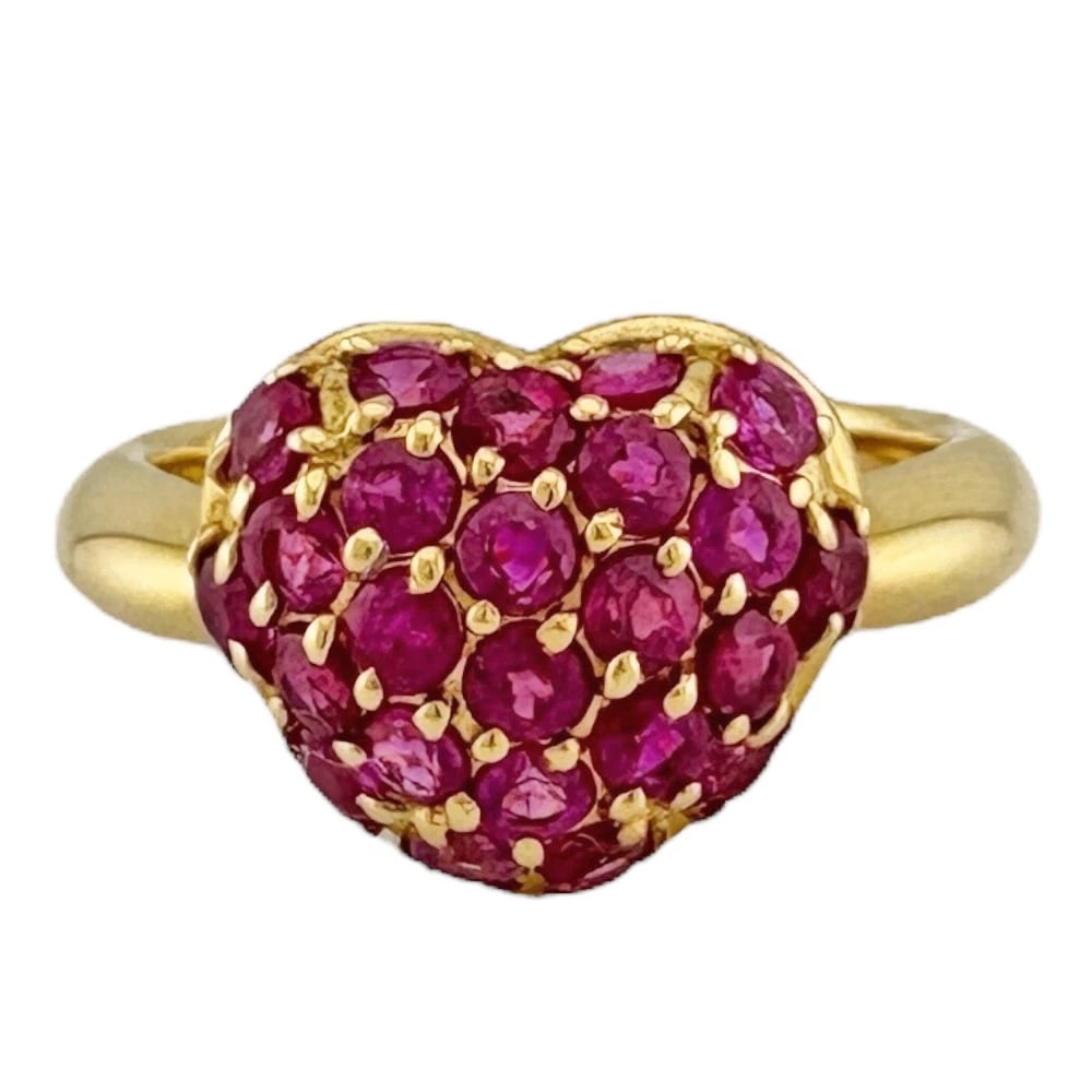 RING K18 YELLOW GOLD RUBY HEART - 2