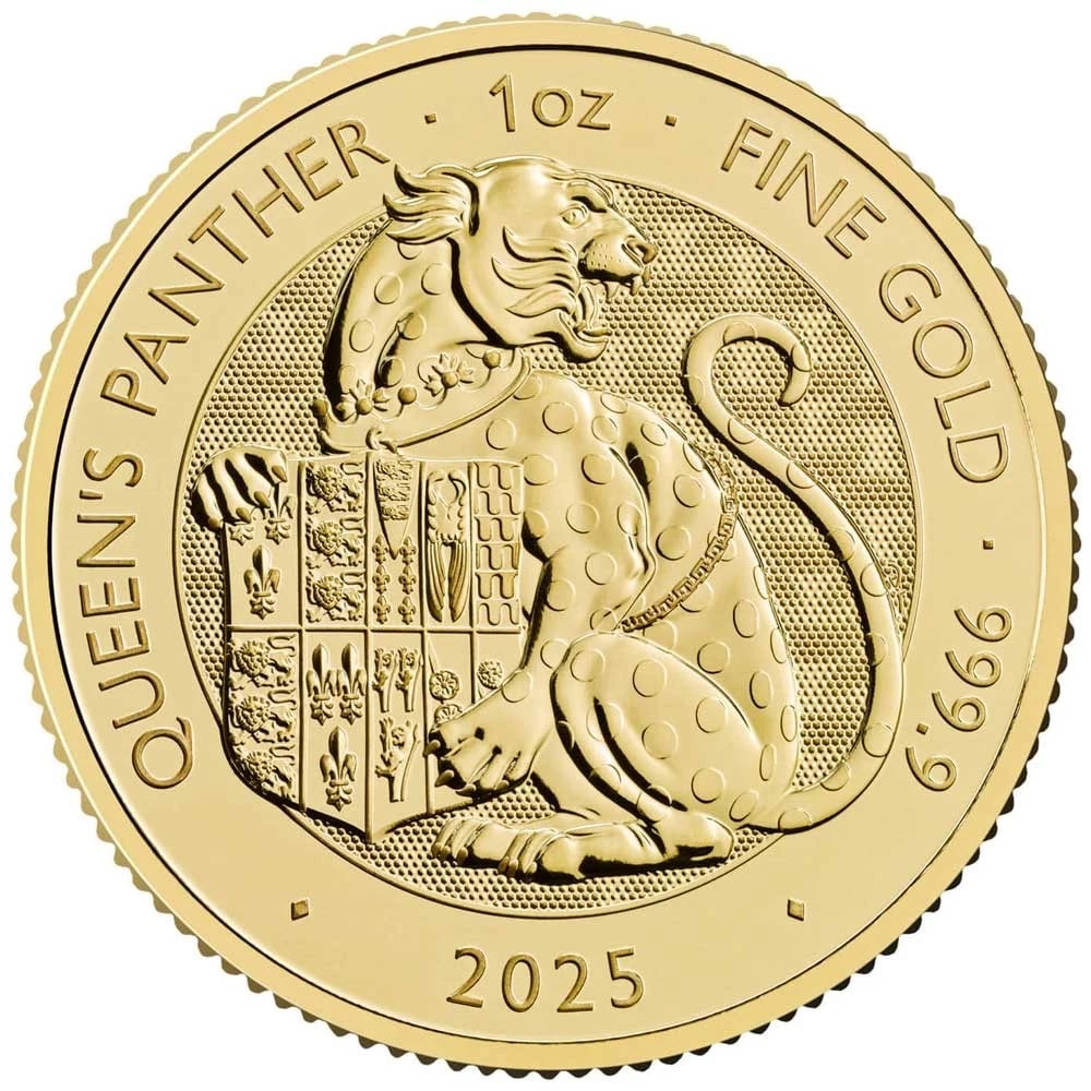 2025 U.K. 100 POUND 1 OZ GOLD TUDOR BEAST QUEEN'S PANTHER BRILLIANT: 2025 U.K. 100 Pound 1 oz Gold Tudor Beast Queen's Panther Brilliant Brand: British Royal Mint Year: 2025 Coin: None Denomination: 100 Pounds Fineness: 0.9999 Country of Origin: United Kingdom