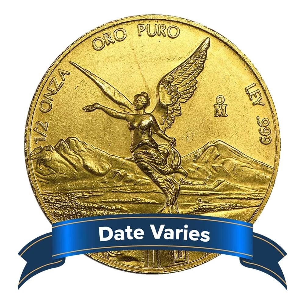 MEXICAN GOLD LIBERTAD ONZA 1/2 OZ RANDOM YEAR IMPAIRED (1 of 3)