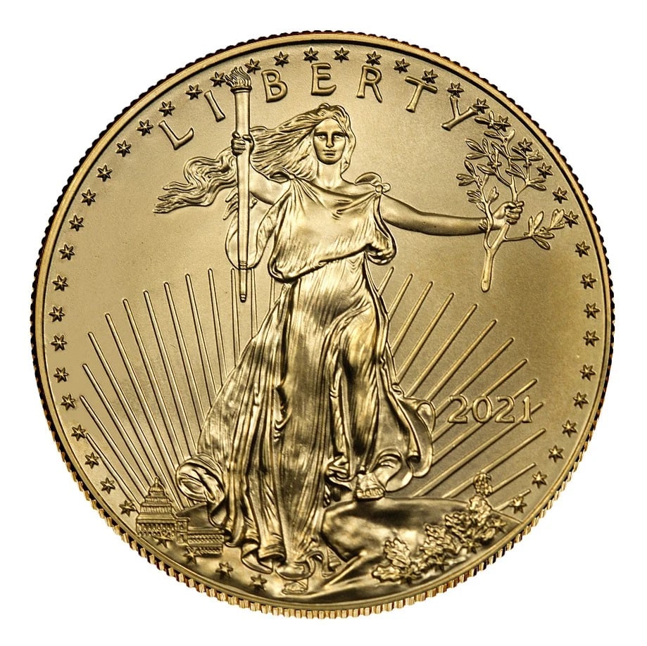 2021 $10 TYPE 1 AMERICAN GOLD EAGLE 1/4 OZ BRILLIANT (1 of 2)