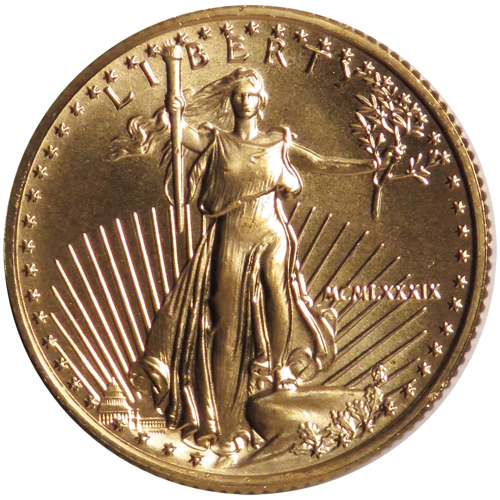 1989 $10 AMERICAN GOLD EAGLE 1/4 OZ BRILLIANT (1 of 2)