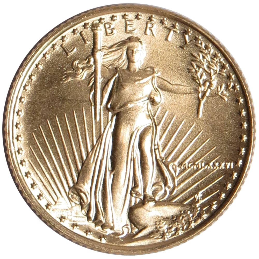 1986 $5 1/10-OZ AMERICAN GOLD EAGLE: 1986 $5 1/10-oz American Gold Eagle Brand: United States Mint Year: 1986 Coin: American Eagle Denomination: $5 Fineness: 0.9167 Country of Origin: United States Accessories: None