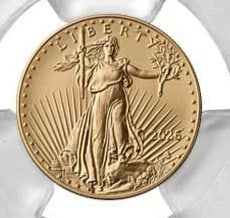 2026 $5 1/10-OZ AMERICAN GOLD EAGLE: 2026 $5 1/10-oz American Gold Eagle Brand: United States Mint Year: 2026 Coin: American Eagle Denomination: $5 Fineness: 0.9167 Country of Origin: United States Accessories: None