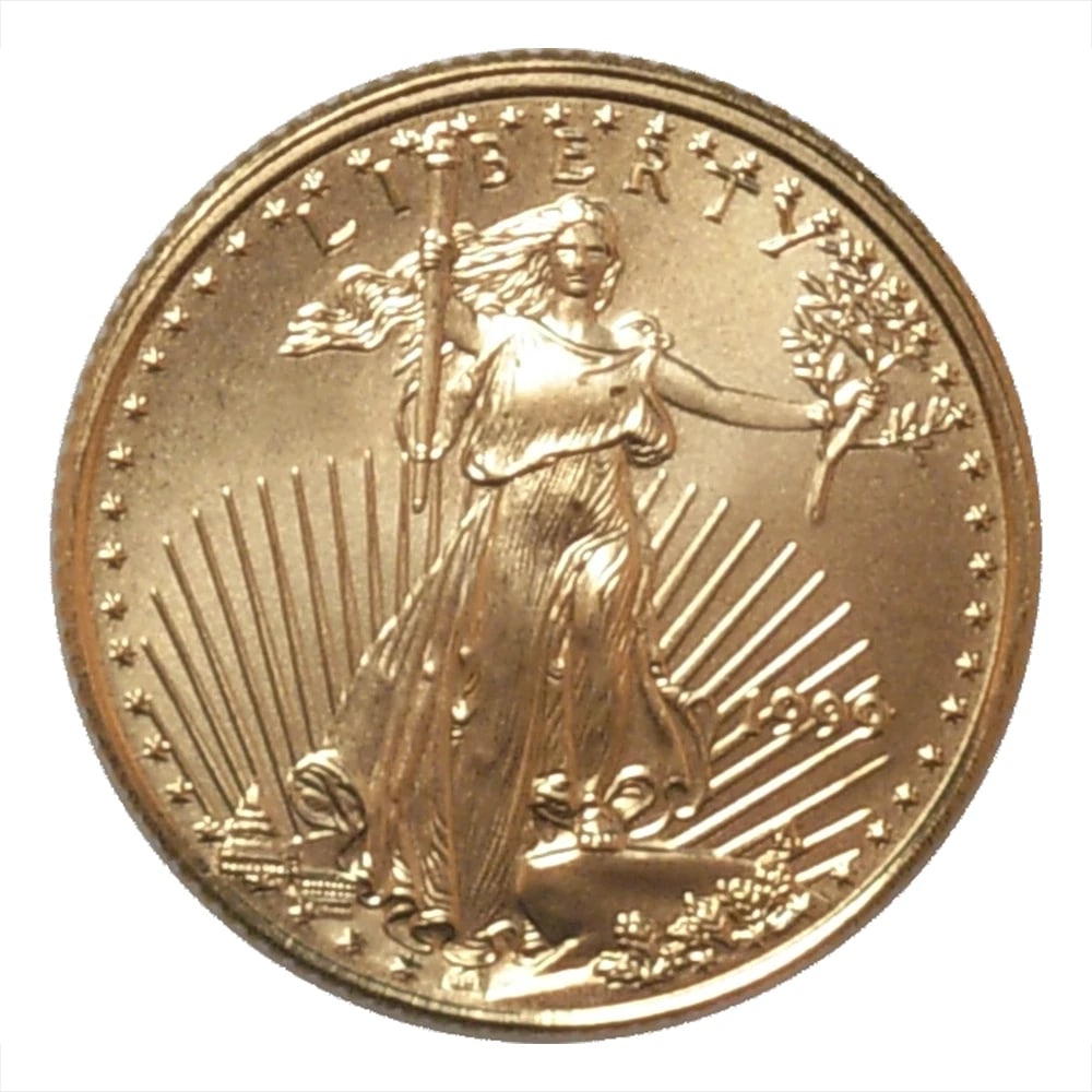 1999 $5 1/10-OZ AMERICAN GOLD EAGLE: 1999 $5 1/10-oz American Gold Eagle Brand: United States Mint Year: 1999 Coin: American Eagle Denomination: $5 Fineness: 0.9167 Country of Origin: United States Accessories: None