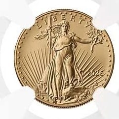 2026 $5 1/10-OZ AMERICAN GOLD EAGLE: 2026 $5 1/10-oz American Gold Eagle Brand: United States Mint Year: 2026 Coin: American Eagle Denomination: $5 Fineness: 0.9167 Country of Origin: United States Accessories: None