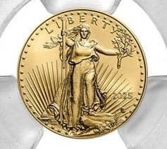 2025 $5 1/10-OZ AMERICAN GOLD EAGLE: 2025 $5 1/10-oz American Gold Eagle Brand: United States Mint Year: 2025 Coin: American Eagle Denomination: $5 Fineness: 0.9167 Country of Origin: United States Accessories: None