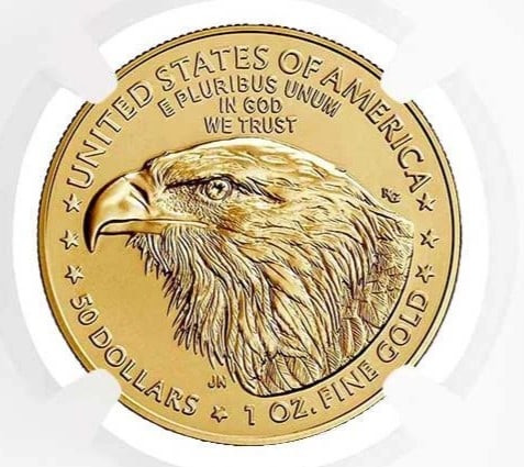 2025 $50 1-OZ AMERICAN GOLD EAGLE: 2025 $50 1-oz American Gold Eagle Brand: United States Mint Year: 2025 Coin: American Eagle Denomination: $50 Fineness: 0.9167 Country of Origin: United States Accessories: None A