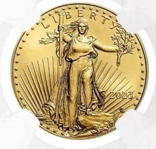 2023 $10 1/4-OZ AMERICAN GOLD EAGLE: 2023 $10 1/4-oz American Gold Eagle Brand: United States Mint Year: 2023 Coin: American Eagle Denomination: $10 Fineness: 0.9167 Country of Origin: United States Accessories: None