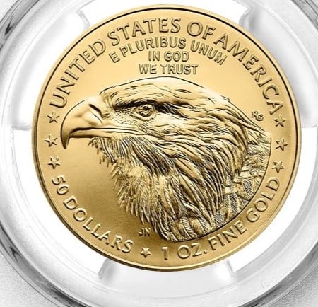 2025 $50 1-OZ AMERICAN GOLD EAGLE: 2025 $50 1-oz American Gold Eagle Brand: United States Mint Year: 2025 Coin: American Eagle Denomination: $50 Fineness: 0.9167 Country of Origin: United States Accessories: None A