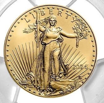 2024 $25 1/2-OZ AMERICAN GOLD EAGLE: 2024 $25 1/2-oz American Gold Eagle Brand: United States Mint Year: 2024 Coin: American Eagle Denomination: $25 Fineness: 0.9167 Country of Origin: United States Accessories: None