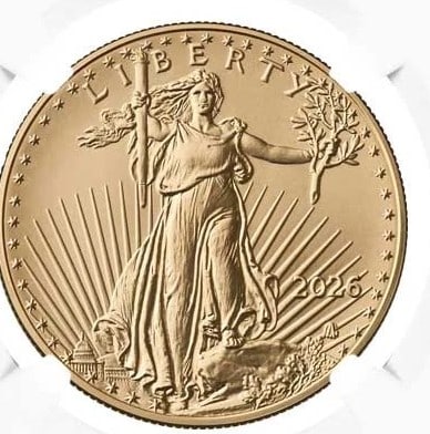 2026 $50 1-OZ AMERICAN GOLD EAGLE: 2026 $50 1-oz American Gold Eagle Brand: United States Mint Year: 2026 Coin: American Eagle Denomination: $50 Fineness: 0.9167 Country of Origin: United States Accessories: None A