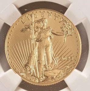 2023 1/4 OZ AMERICAN GOLD EAGLE COIN: 2023 1/4 oz American Gold Eagle Coin Brand: US Mint Year: 2023 Denomination: None Fineness: 0.9167 Country of Origin: United States Accessories: None Accessories Notice: When purchasing pr