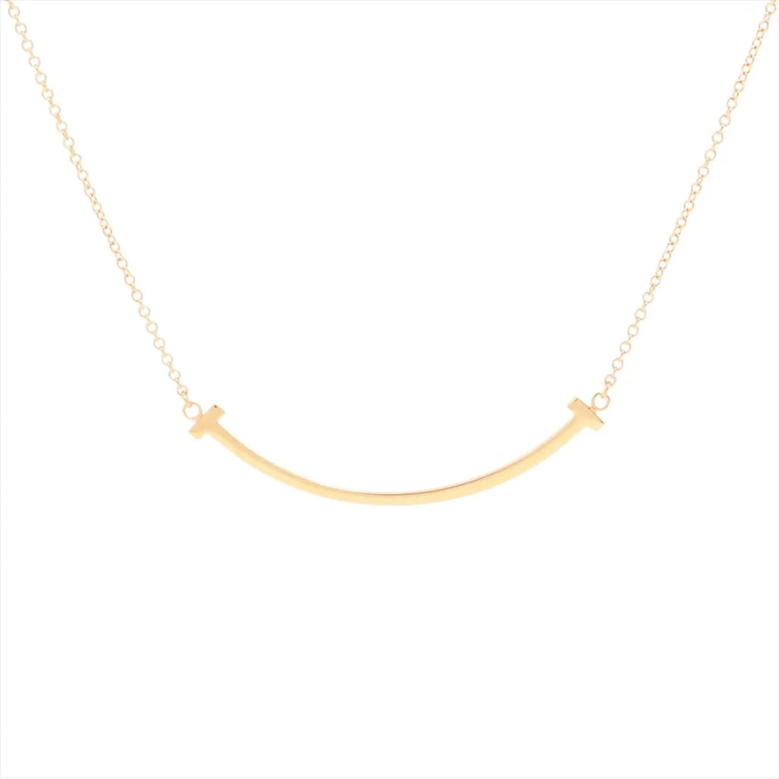 TIFFANY T SMILE SMALL NECKLACE 750: Tiffany T Smile Small Necklace 750 Brand: Tiffany Type/Style: Necklace Material: 750(PG), Color: PG Size: Size(CM) Chain length:46 Accessories: None Accessories Notice: When purchasing