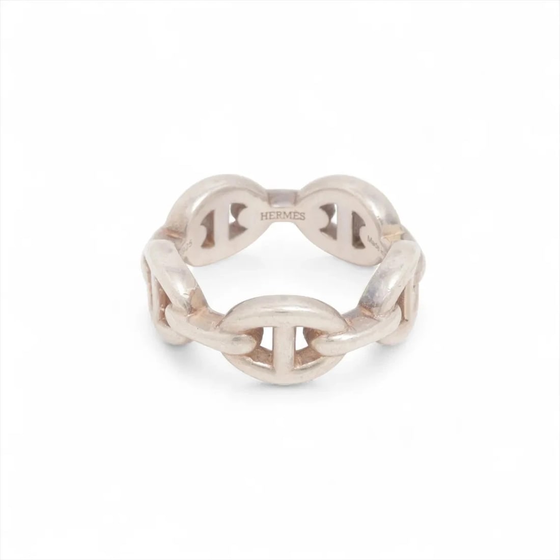 HERMES CHAÎNE D'ANCRE ENCHAINEE RING: Hermes Chaîne d'Ancre Enchainee Ring Brand: Hermes Type/Style: Ring Material: 925, Color: Silver Size: 5.5 - 5.75 US Accessories: None Accessories Notice: When purchasing pre-owned goods,