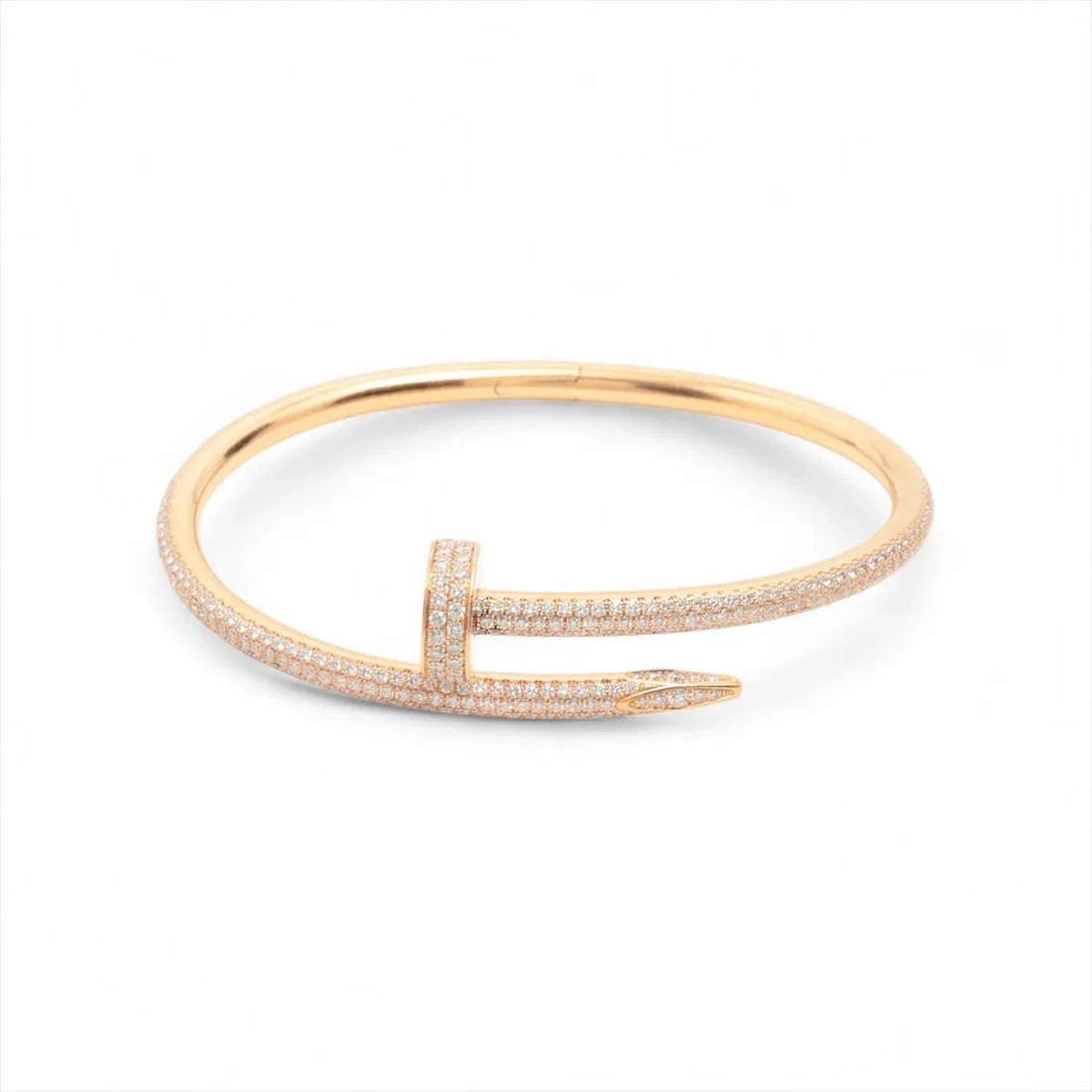 CARTIER JUSTE UN CLOU DIAMOND BRACELET: Cartier Juste un Clou diamond Bracelet Brand: Cartier Type/Style: Bracelet Material: 750(PG), Main Stone/Creation natural Color: Not Specified Size: Size(CM) Bracelet length:15.9 Accessories: