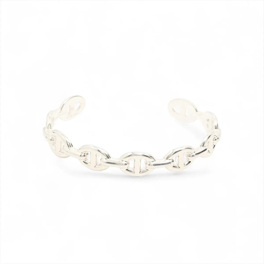 HERMES CHAÎNE D'ANCRE ENCHAINEE BANGLE: Hermes Chaîne d'Ancre Enchainee Bangle Brand: Hermes Type/Style: Bracelet Material: 925, Color: Silver Size: Bracelet length:15.5 Accessories: None Accessories Notice: When purchasing