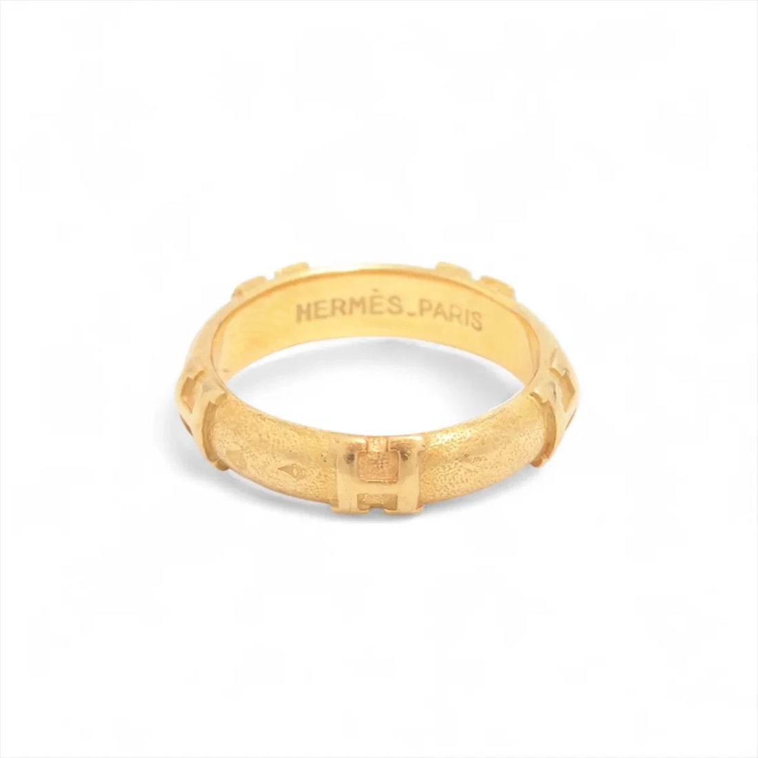 HERMES FIDELITE RING 750(YG): Hermes Fidelite Ring 750(YG) Brand: Hermes Type/Style: Ring Material: 750(YG), Color: YG Size: 4.5 - 4.75 US Accessories: None Accessories Notice: When purchasing pre-owned goods, please