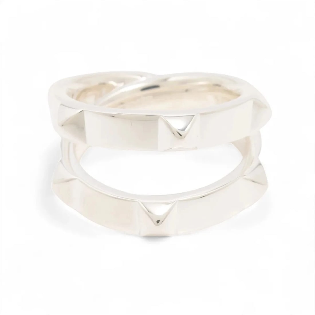 HERMES MINI CREW DOUBLE RING: Hermes mini crew double Ring Brand: Hermes Type/Style: Ring Material: 925, Color: Silver Size: 6.25 - 6.5 US Accessories: None Accessories Notice: When purchasing pre-owned goods, please r