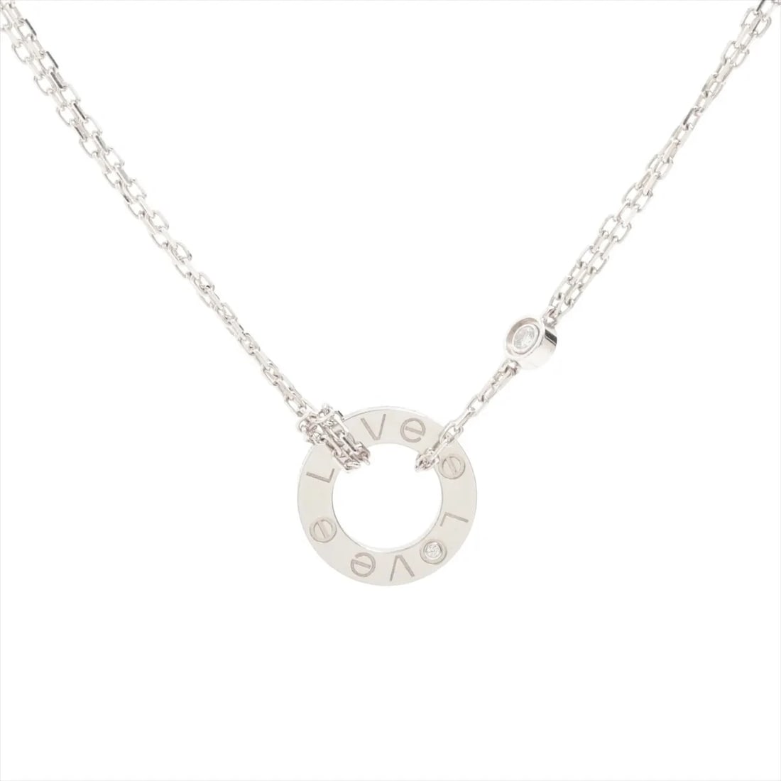 CARTIER LOVE CIRCLE 2P DIAMOND NECKLACE: Cartier Love Circle 2P diamond Necklace Brand: Cartier Type/Style: Necklace Material: 750(WG), Main Stone/Creation natural Color: Not Specified Size: Size(CM) Chain length:41.2 Accessories: None
